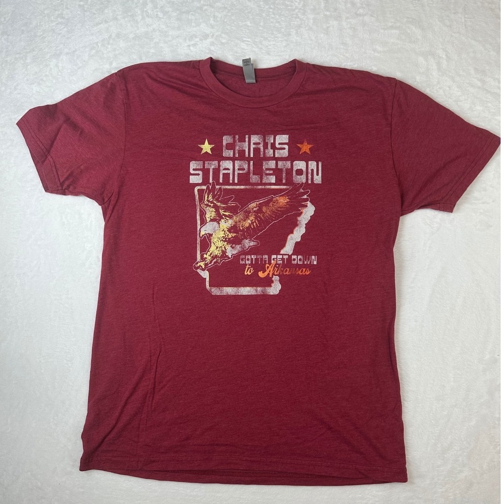 Chris Stapleton Arkansas Eagle Graphic T-Shirt Mens Large Heather Burgundy Red